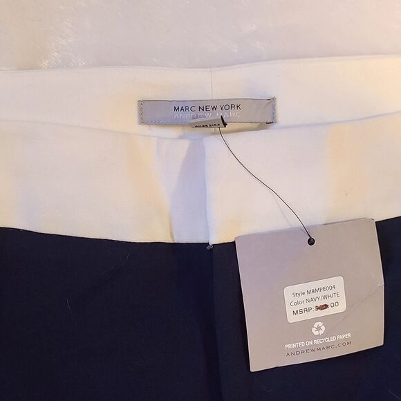 Marc New York NWT Navy Blue & White Stripe Hi-Rise Straight Dress Pants, Size 14 - Picture 4 of 6